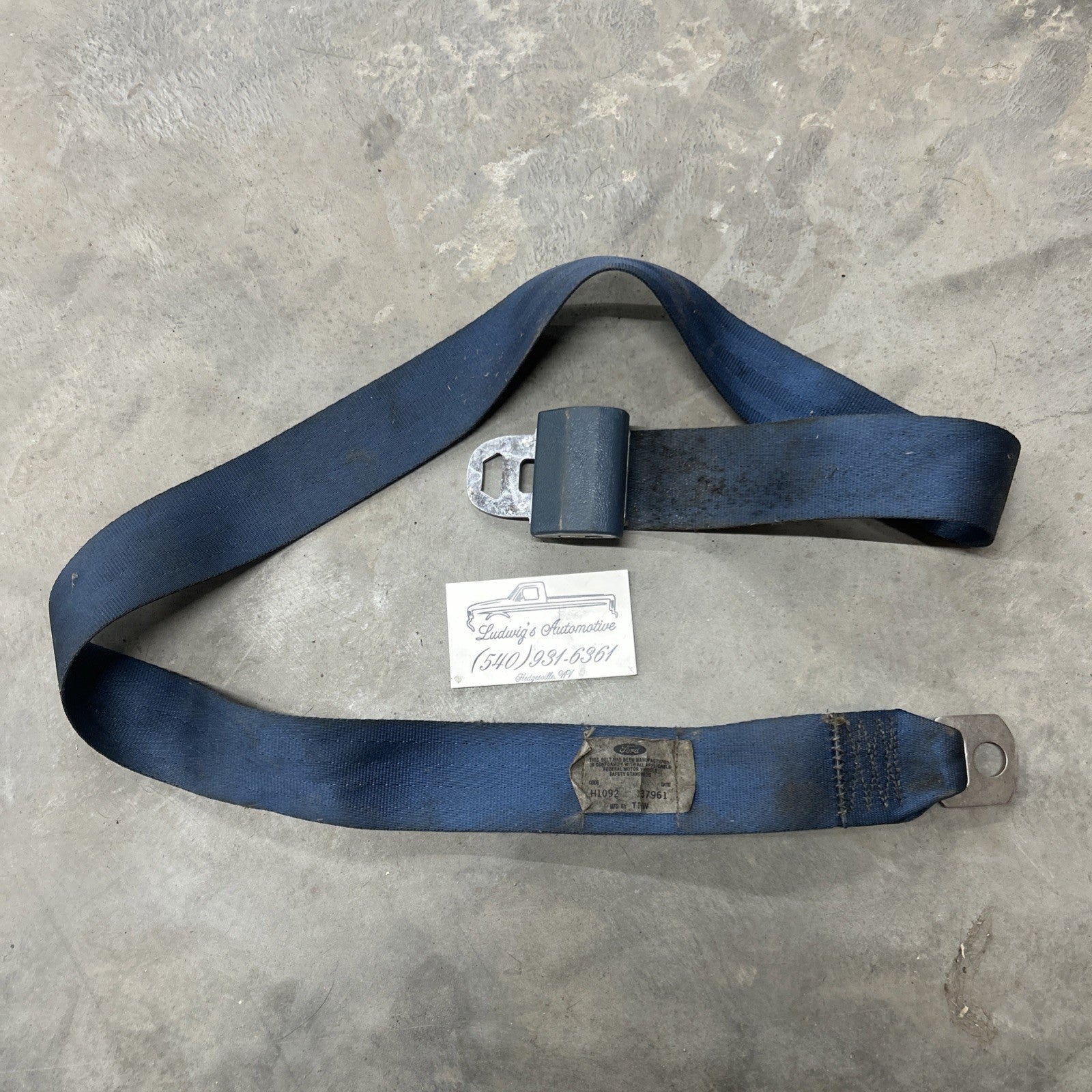 1992 - 1997 Ford F150 F250 F350 Center Lap Belt. OEM. Blue