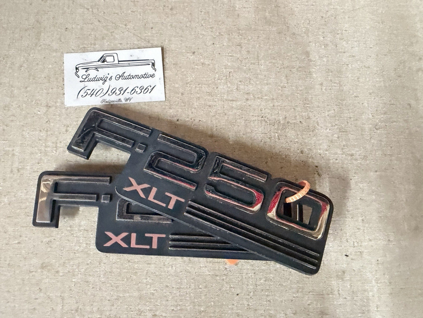 92-97 Ford F250 F-250 XLT Truck Fender Badge Emblem Plate OEM Set Of 2