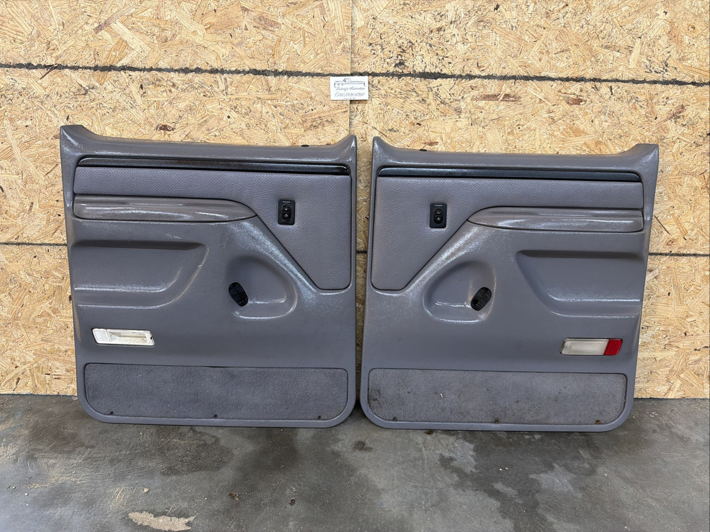 1994‑1997 OBS Ford F250 F350 Rear Crew Cab Door Panels POWER Opal Gray OEM PAIR