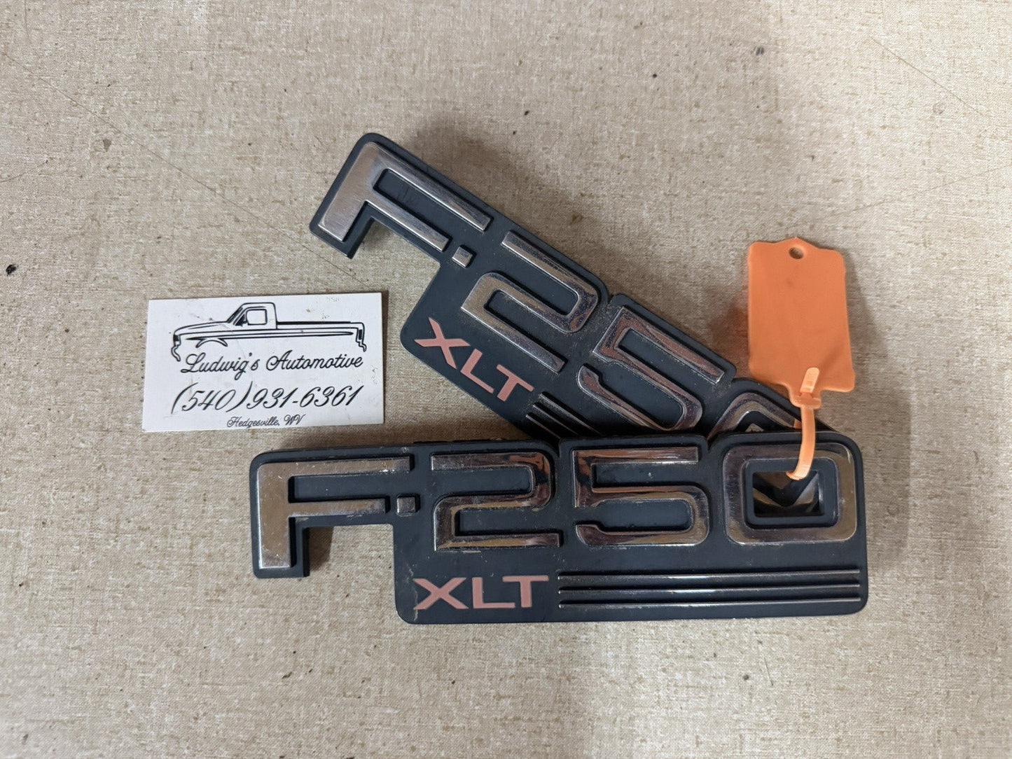 92-97 Ford F250 F-250 XLT Truck Fender Badge Emblem Plate OEM Set Of 2